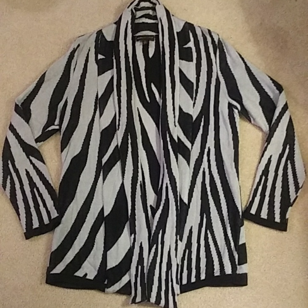 Dana Buchman Zebra Print Open Front Cardigan, Guc - image 5